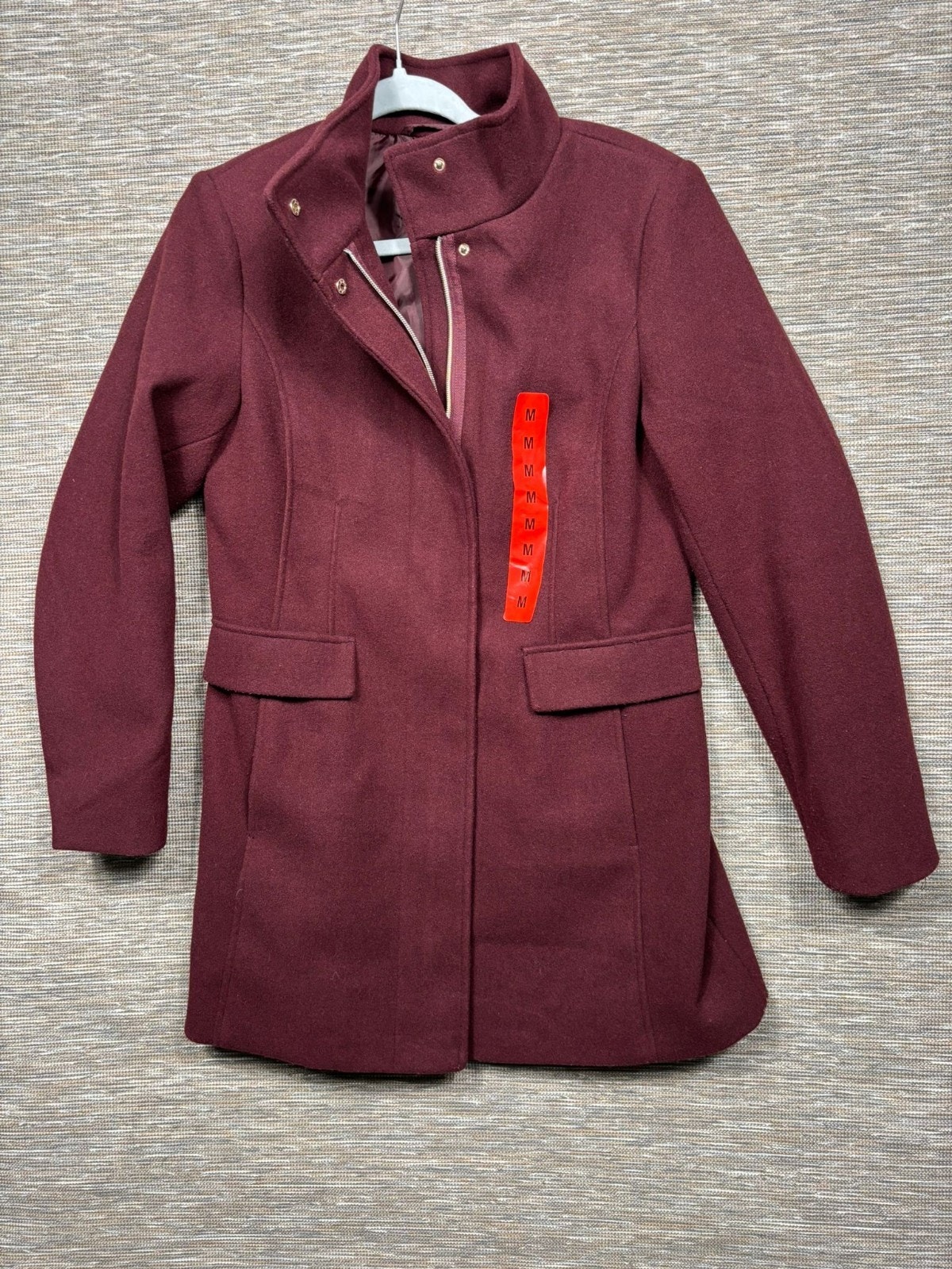 Vince Camuto Womens Jacket Coat Size M Dark Red Full Zip Long Sleeve Soft New